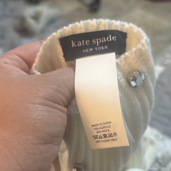 Kate Spade Cream Fingerless Gloves with Silver Accents - Picture 3 of 3